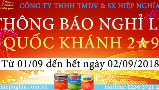 Thông báo nghỉ Lễ Quốc khánh 02 tháng 09 năm 2018